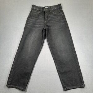 Wrangler Jeans Boys 12R Black Whisker Denim Straight Leg Baggy Loose Fit
